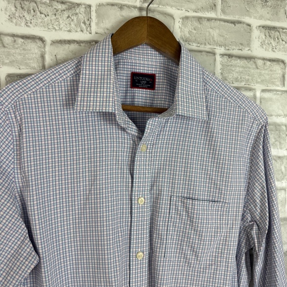 UNTUCKit Dalton Slim Fit Nylon Stretch Cotton Candy Plaid Button Up Shirt LARGE - Picture 1 of 8